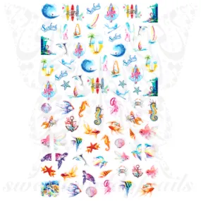 Summer Nail Art Fish Beach Shells Nail Stickers