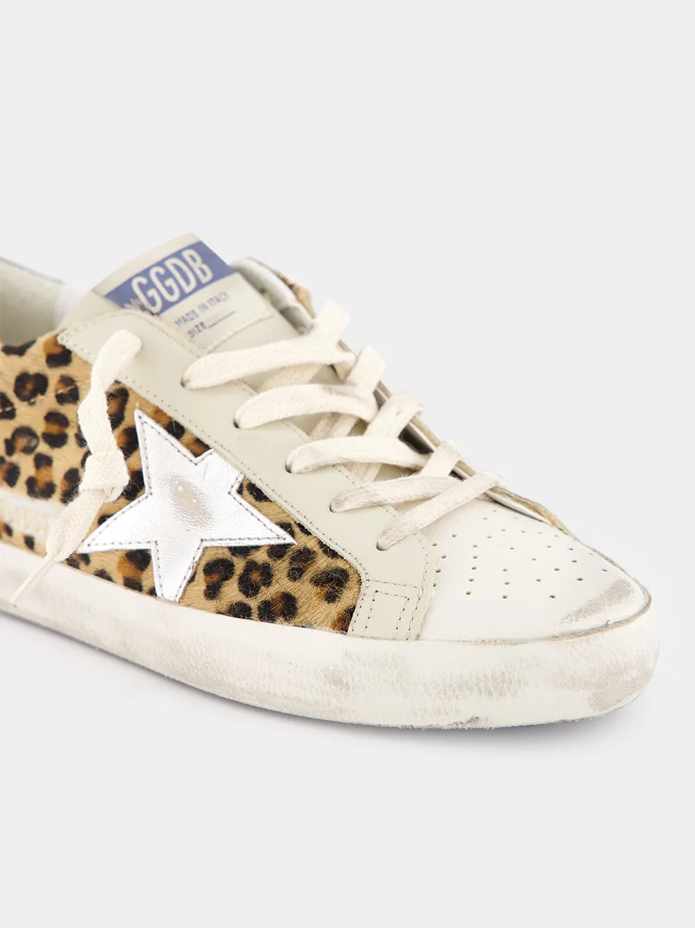 Super-Star Classic Sneakers with Horsy Leather and Laminated Star