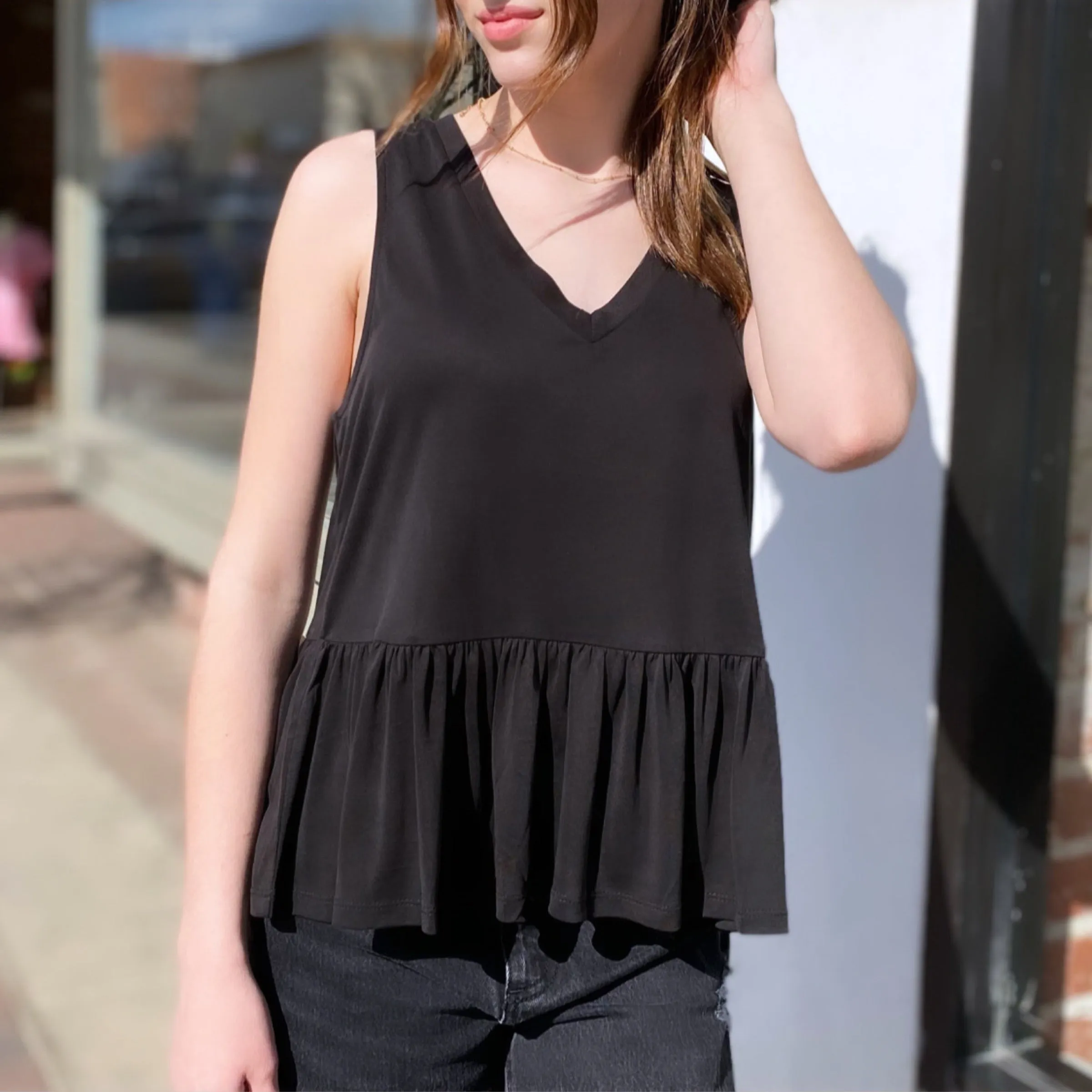 Sweetest Look V Neck Top Black