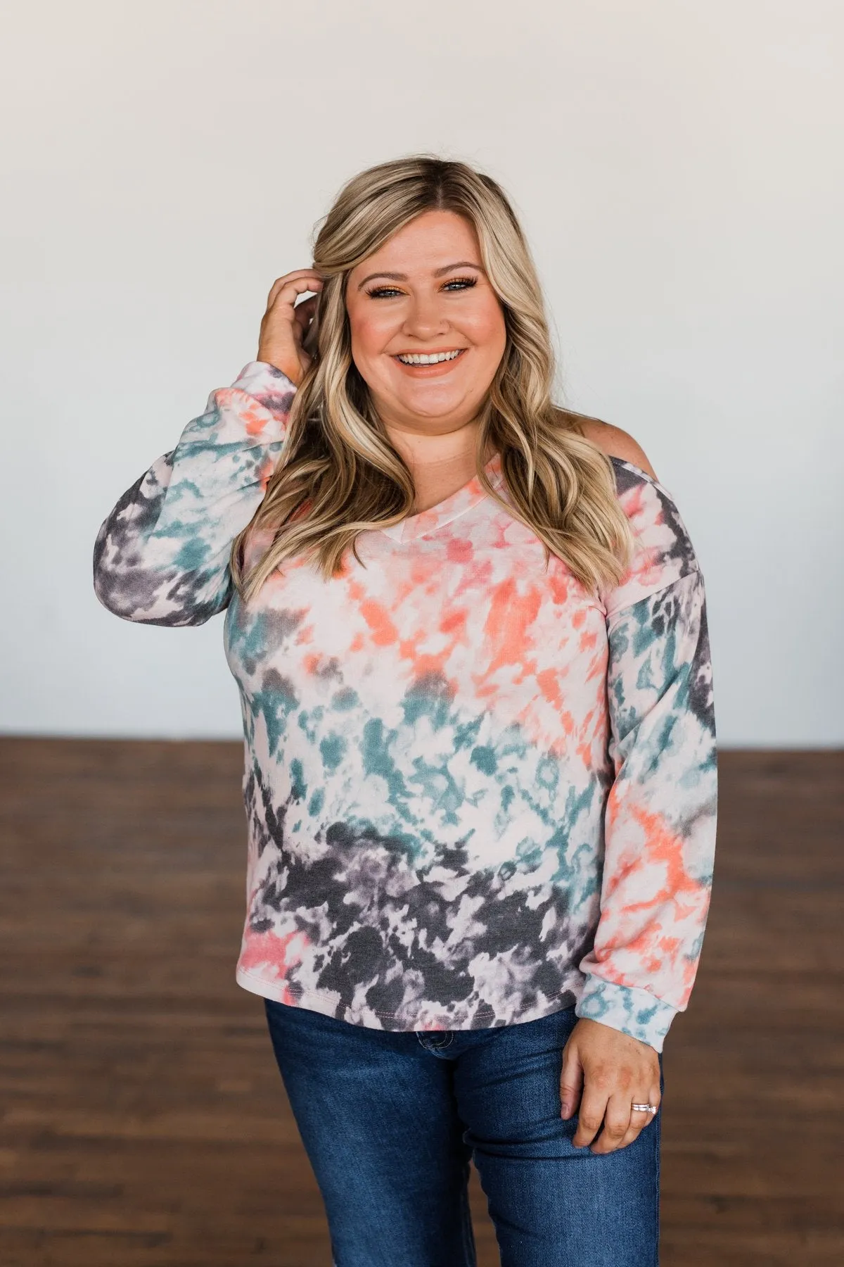 That's The Way Tie Dye Cold Shoulder Top- Multi