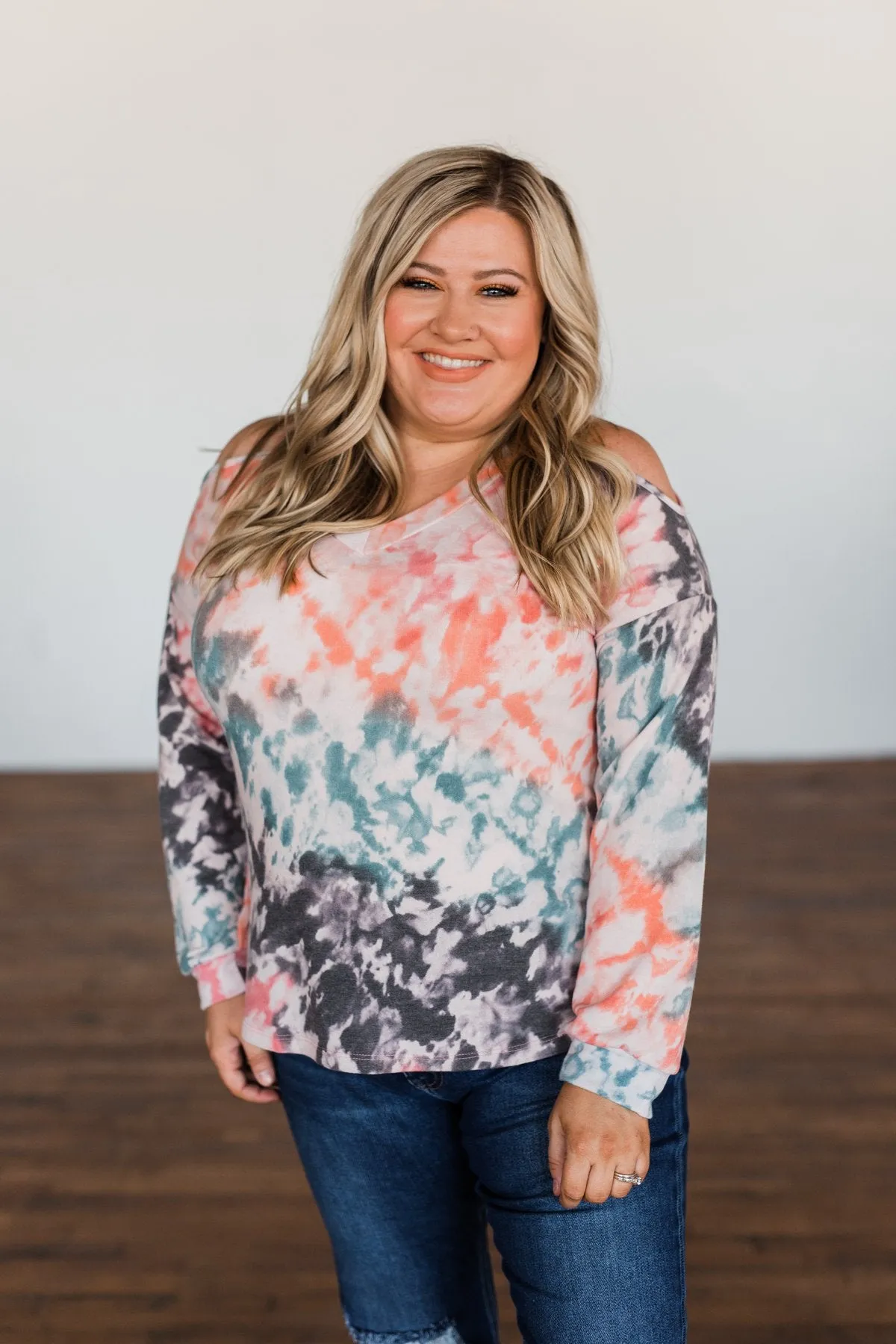 That's The Way Tie Dye Cold Shoulder Top- Multi