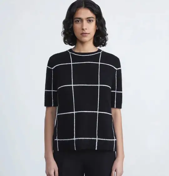 TILE GRID CASHMERE INTARSIA SWEATER