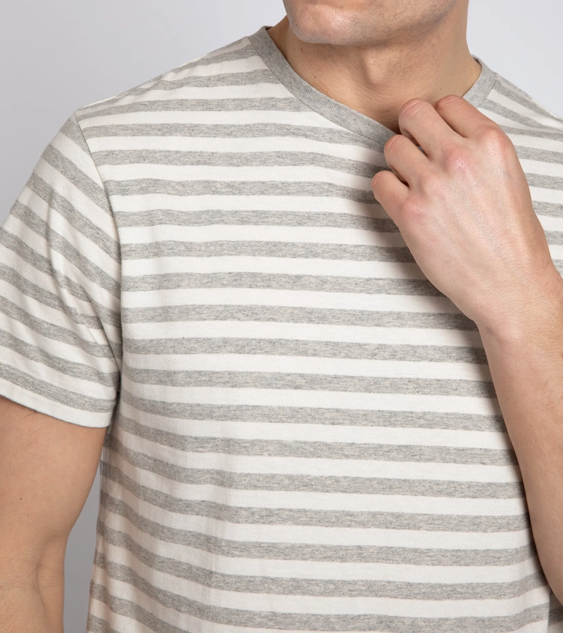 Trunk York Stripe T-Shirt: Ecru/Grey