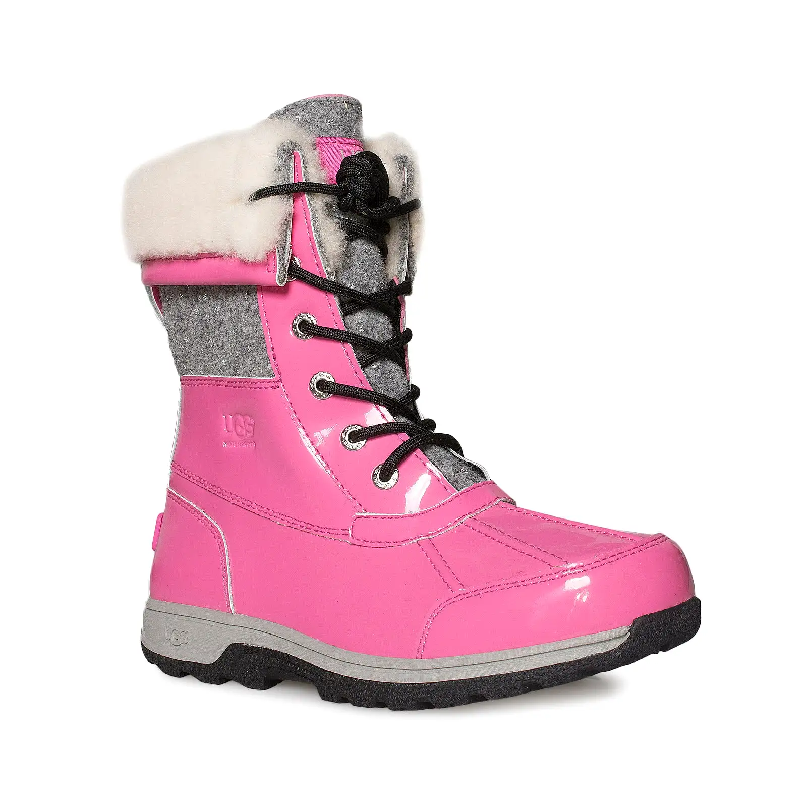 UGG Butte II Patent Pink Azalea Boots - Youth