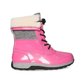 UGG Butte II Patent Pink Azalea Boots - Youth