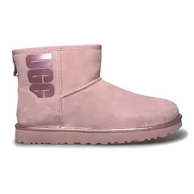 UGG Classic Mini UGG Classic Logo Pink Crystal Metallic Boots - Women's