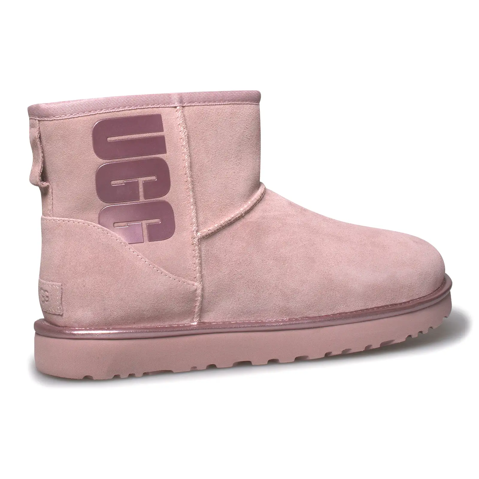 UGG Classic Mini UGG Classic Logo Pink Crystal Metallic Boots - Women's