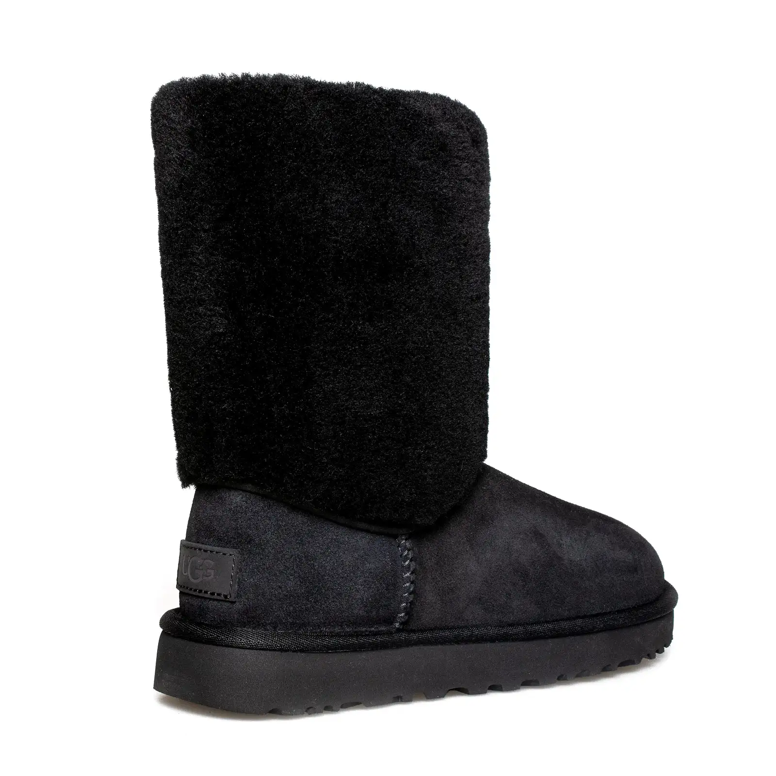 UGG Classic Short II Sherpa Cuff Black Boots - Women's