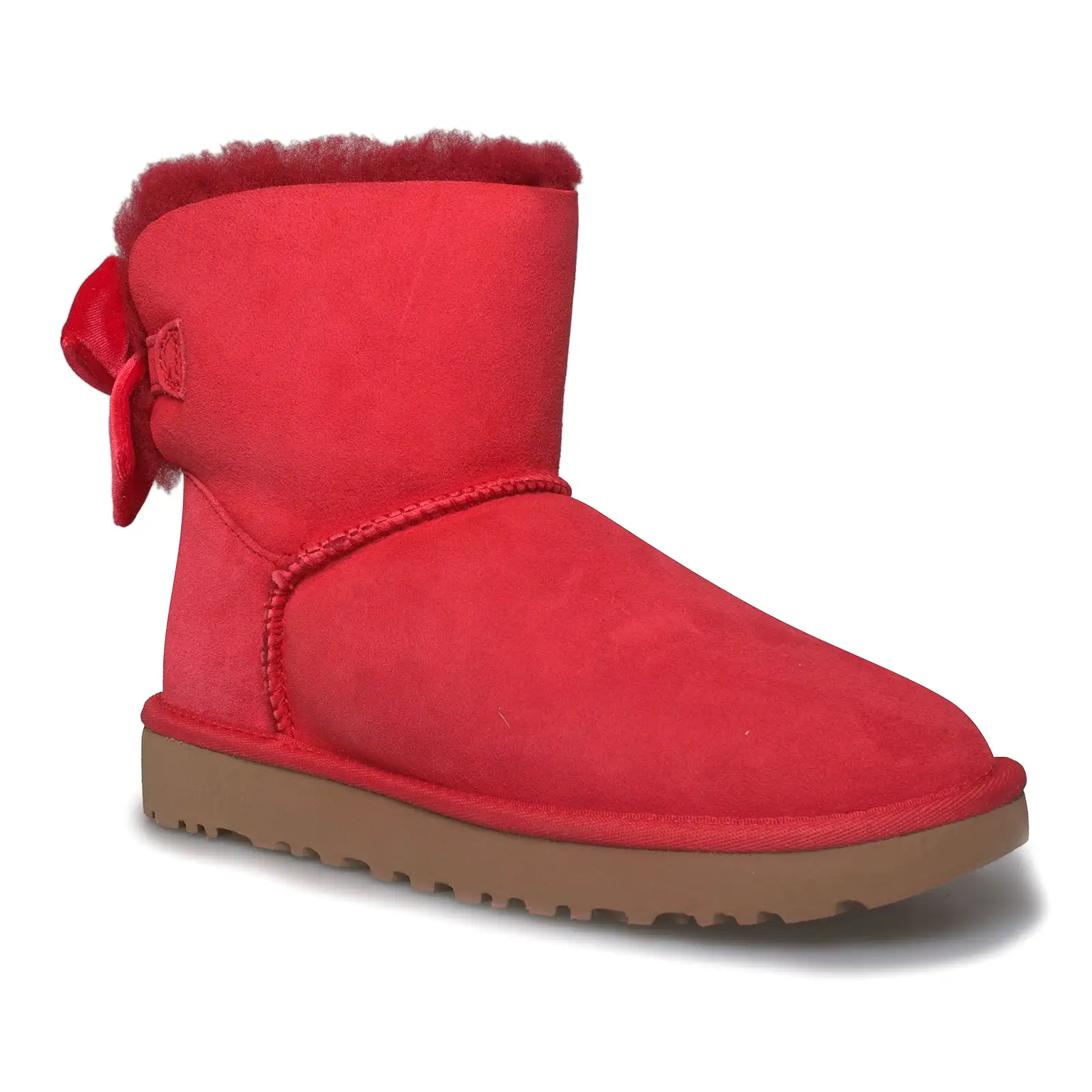 UGG Mini Bailey Bow II Velvet Ribbon Ribbon Red Boots - Women's