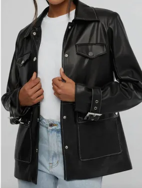 Vegan Leather Western Jacket