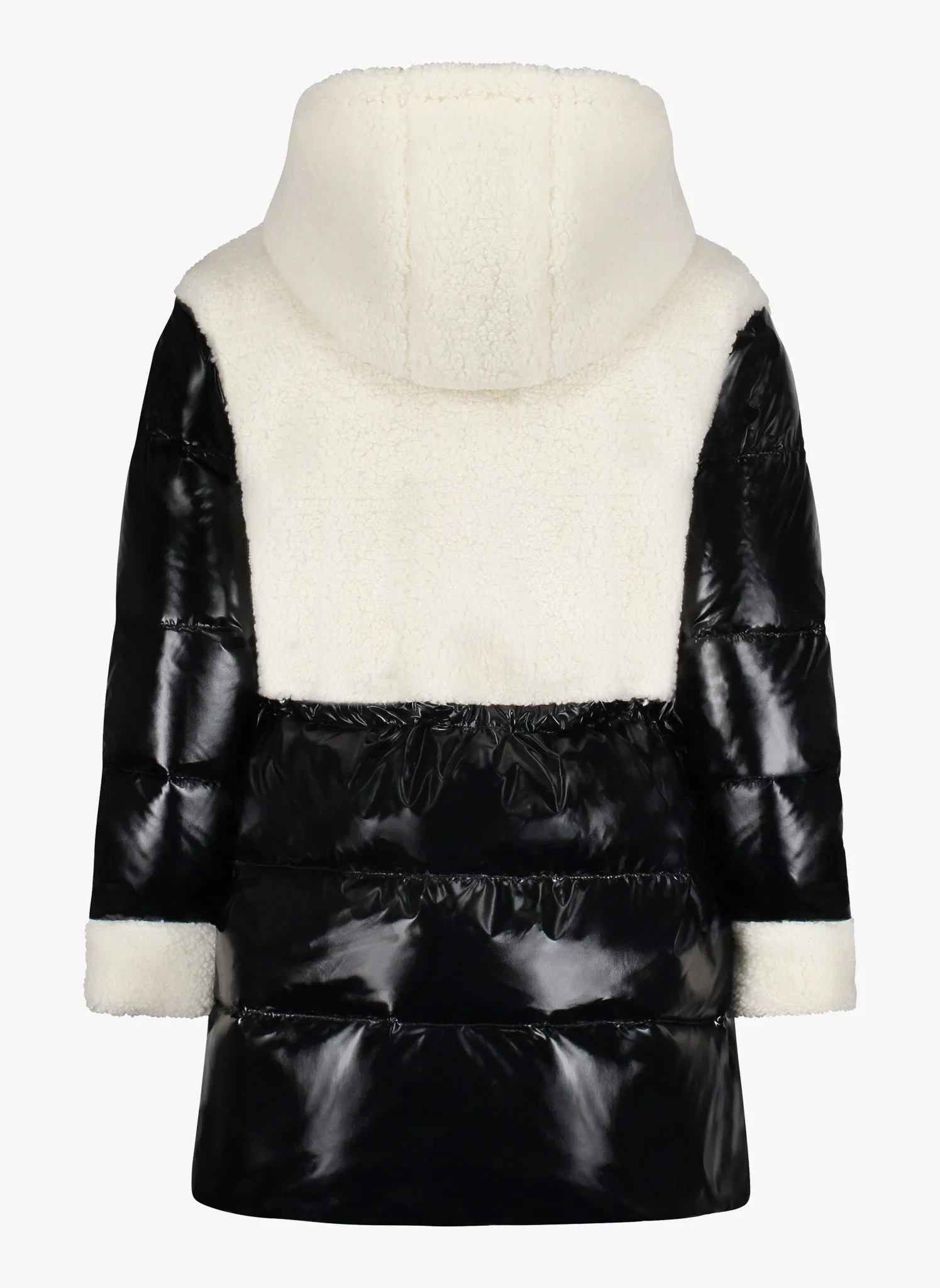 Vierra Rose Toda Faux Shearling Combo Coat in Black/White