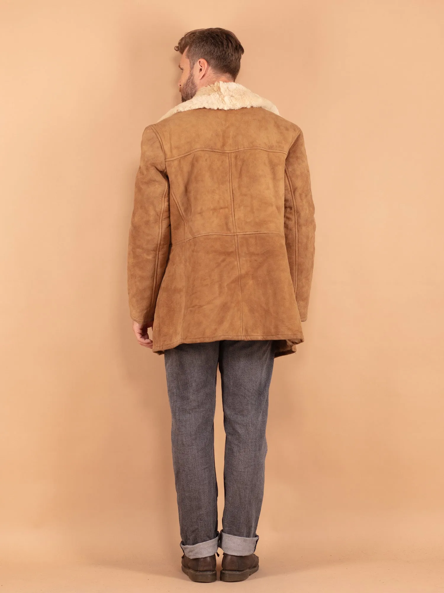 Vintage 70's Men Sheepskin Coat in Brown