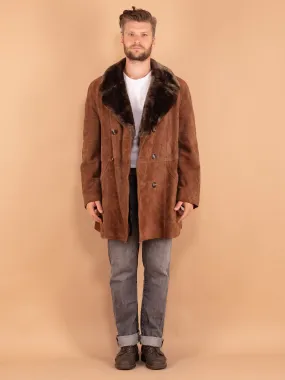 Vintage 70's Men Suede Sherpa Coat in Brown