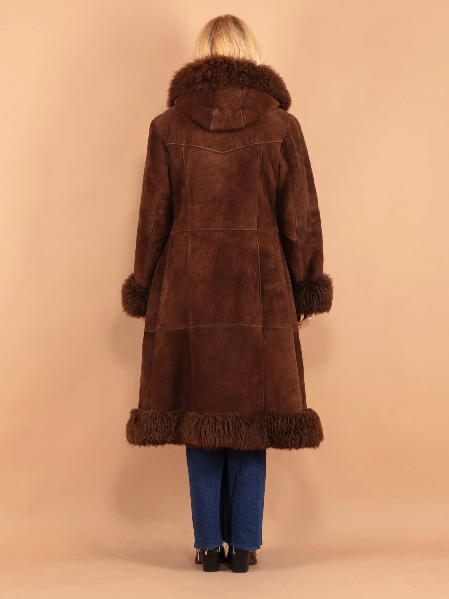 Vintage 70's Women Penny Lane Sheepskin Coat in Brown