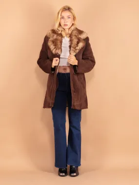 Vintage 70's Women Sheepskin Coat in Brown