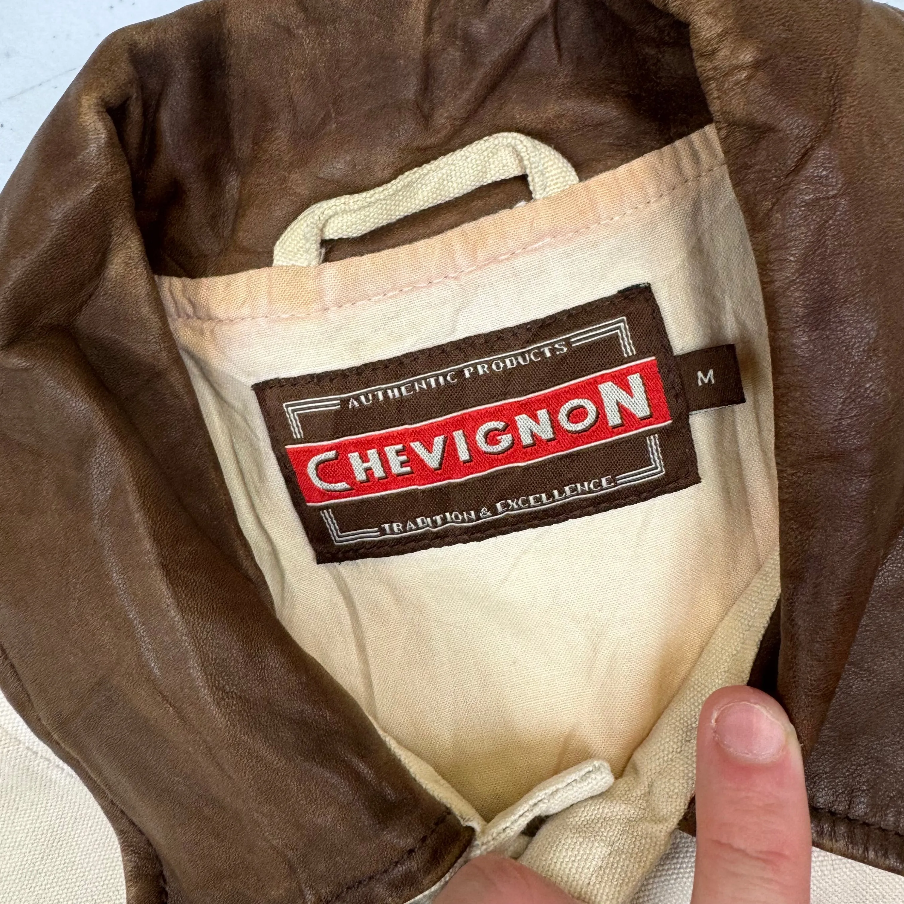 Vintage Chevignon Denim Chore Coat Jacket Beige