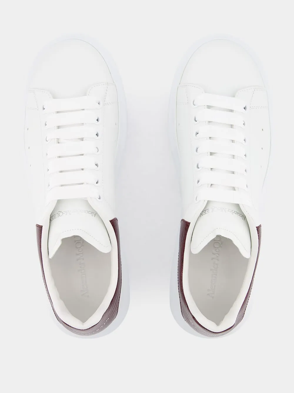 White and Burgundy Oversized Sneakers