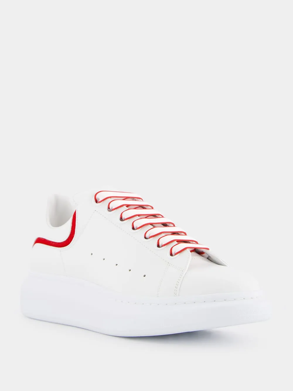 White and Red Leather Sneakers