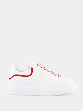 White and Red Leather Sneakers