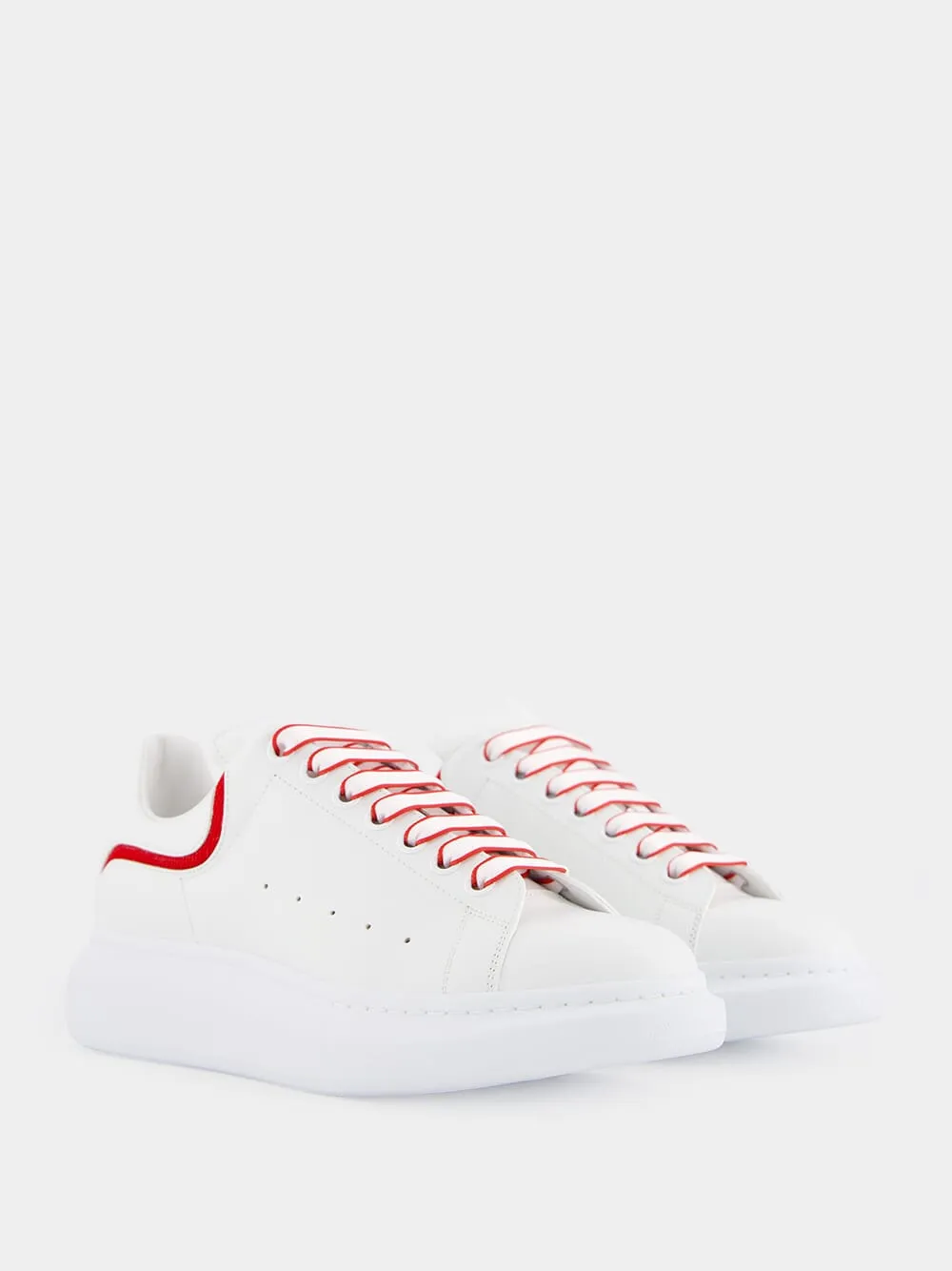 White and Red Leather Sneakers