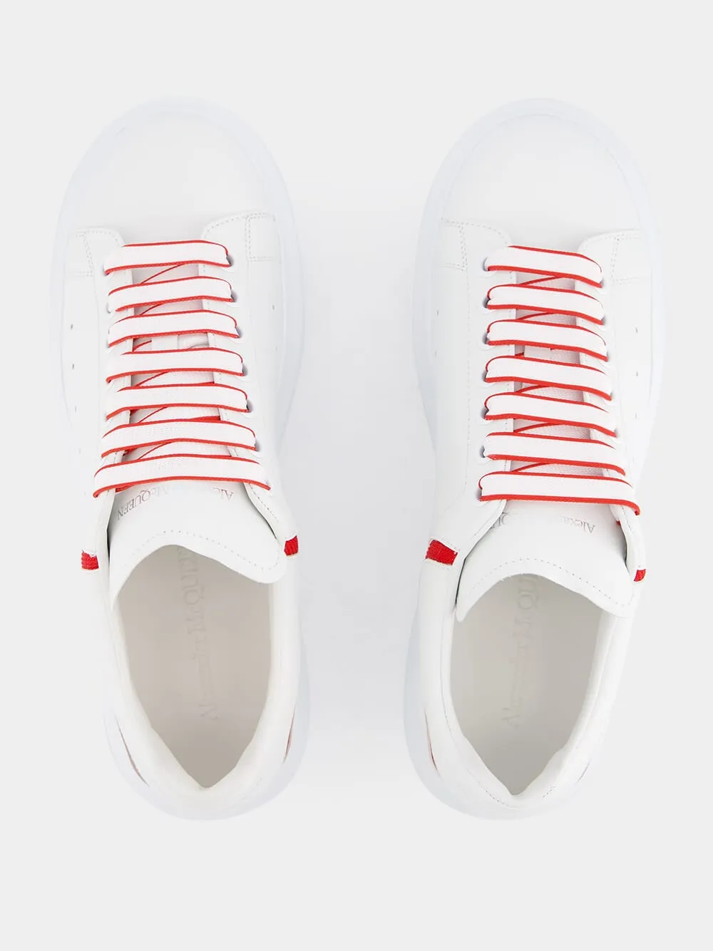 White and Red Leather Sneakers