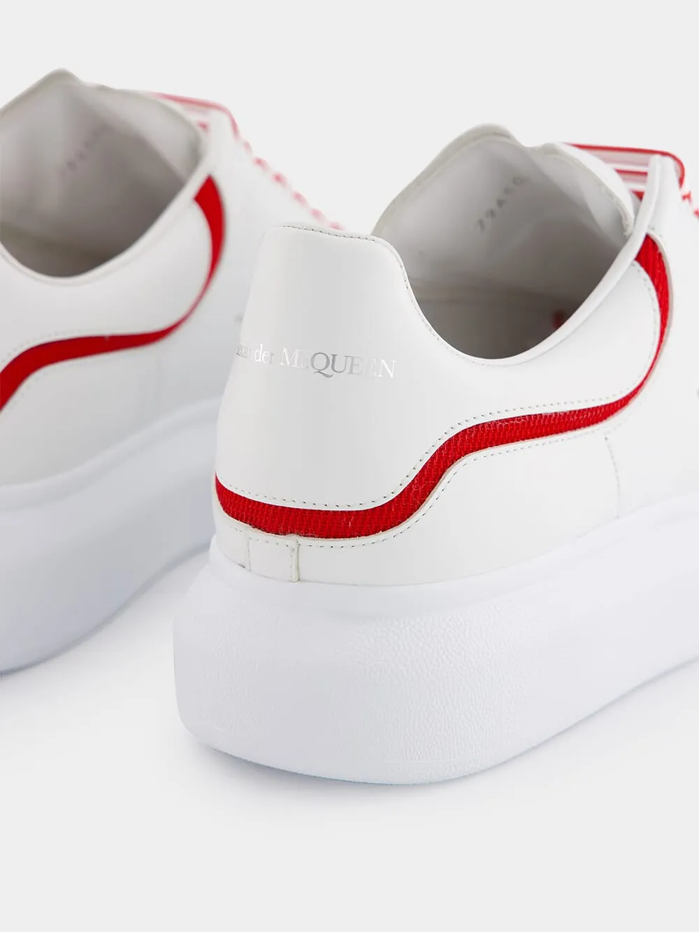 White and Red Leather Sneakers