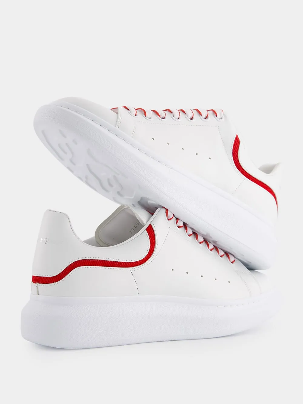 White and Red Leather Sneakers