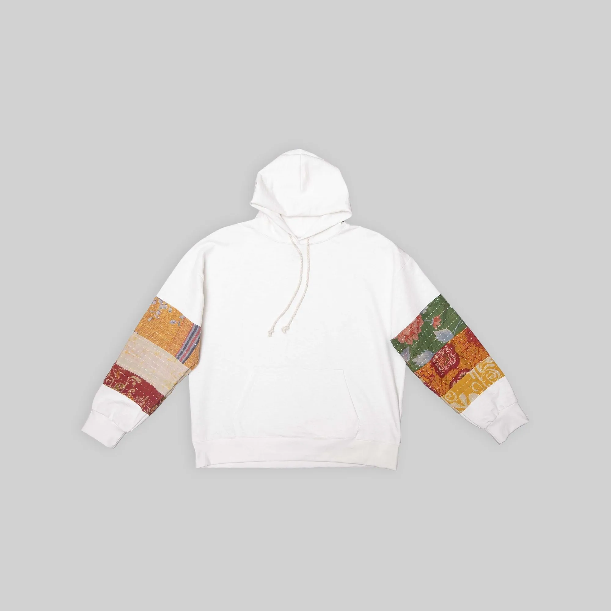 White Patchwork Hoodie