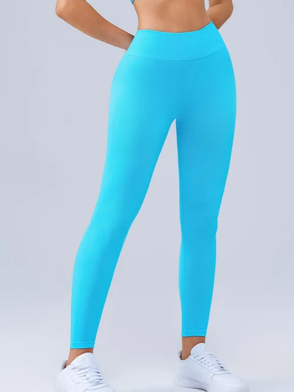 ZASUWA Female Deep V Back Scrunch Bum Seamless Leggings