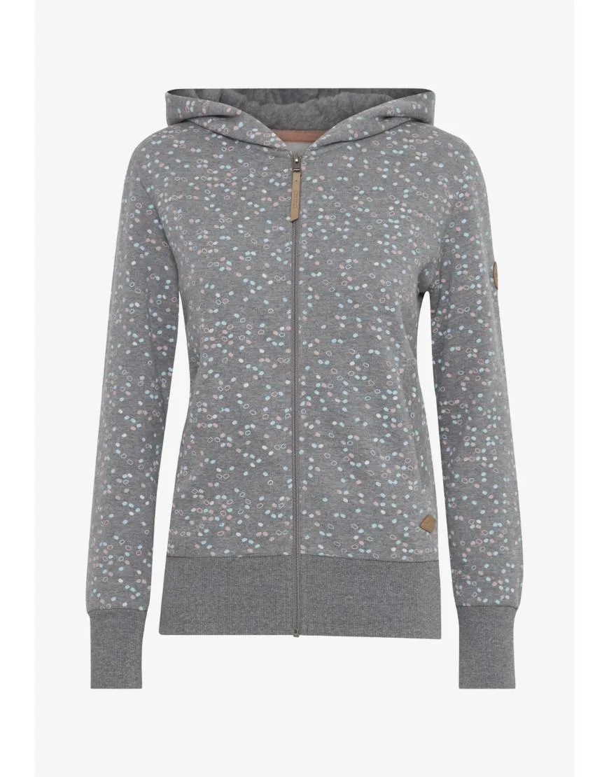 Zipper Hoodie Dot Pattern-Grey